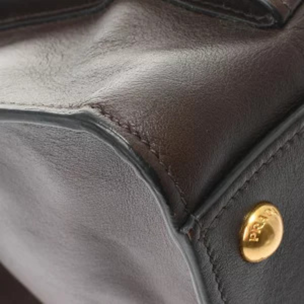Prada Brown Calf Leather Front Pocket Wing Tote - Picture 5 of 9